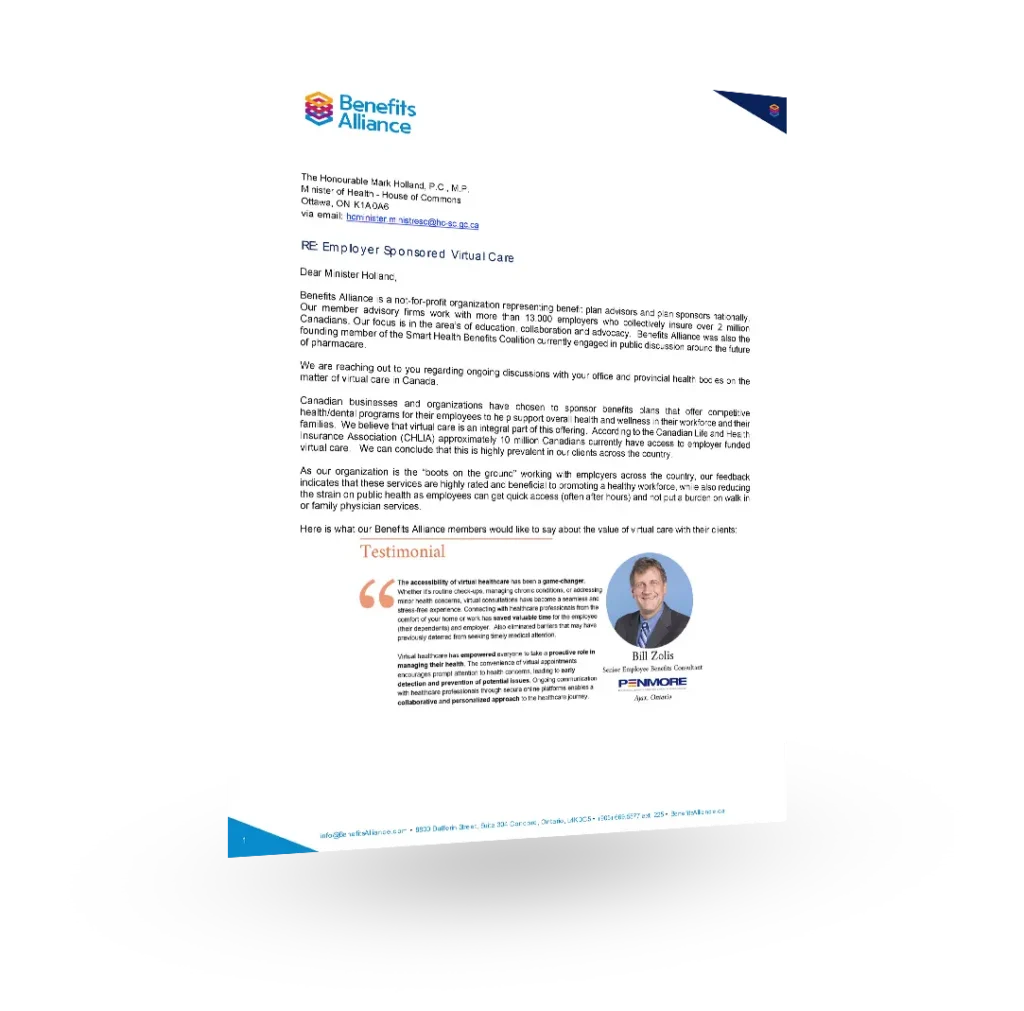 Virtual Care Letter - Smart Health Benefits Association